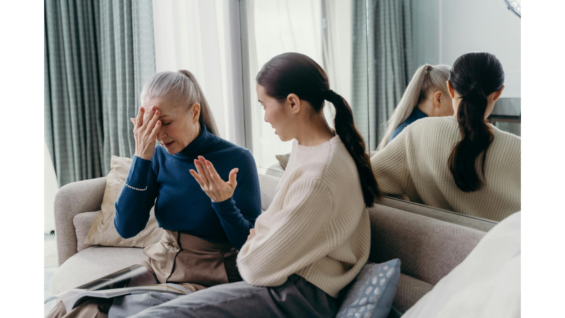 Stubborn aging parent with their daughter
